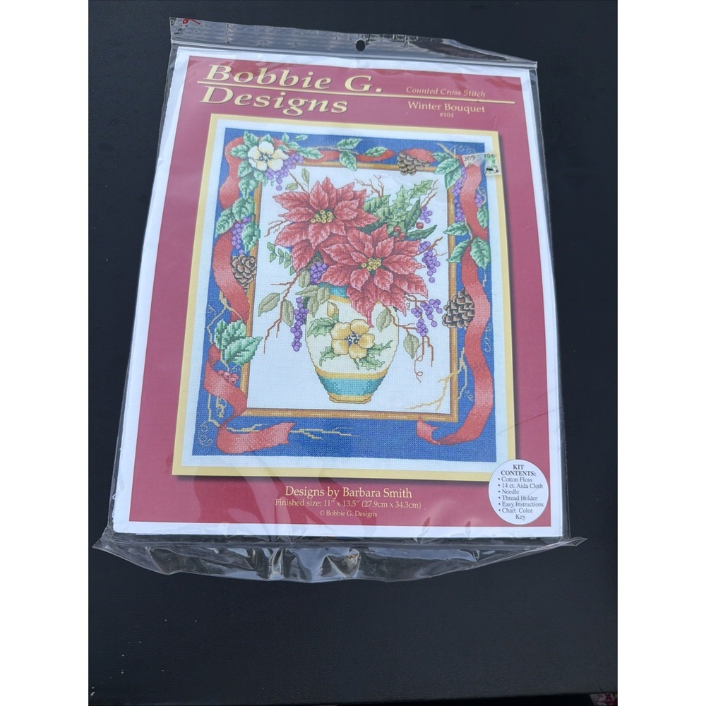 Bobbie G Design Winter Bouquet #104 Counted Cross Stitch KIT Christmas New NIP